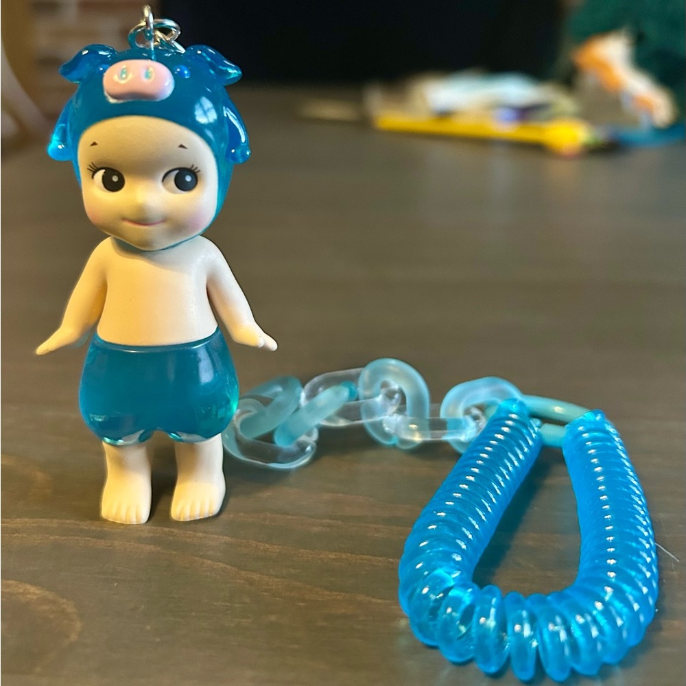 NWOT Sonny Angel Blue Soda Pig with keychain attachment